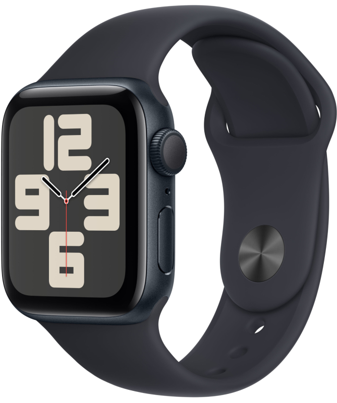 Фото Apple Watch SE 2024, 44 мм, корпус из алюминия цвета «Тёмная ночь», спортивный ремешок, размер M/L Фото Apple Watch SE 2024, 44 мм, корпус из алюминия цвета «Тёмная ночь», спортивный ремешок, размер M/L