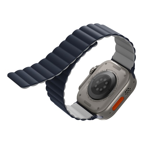 Ремешок силиконовый двусторонний Uniq для Apple Watch (44,45,46,49 мм), синий-серый Ремешок силиконовый двусторонний Uniq для Apple Watch (44,45,46,49 мм), синий-серый